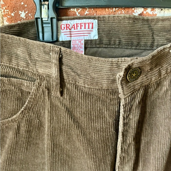 Y2K Graffiti Chocolate Brown Corduroys - Picture 5 of 6